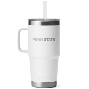 Yeti Rambler 25oz white mug with straw lid and Penn State